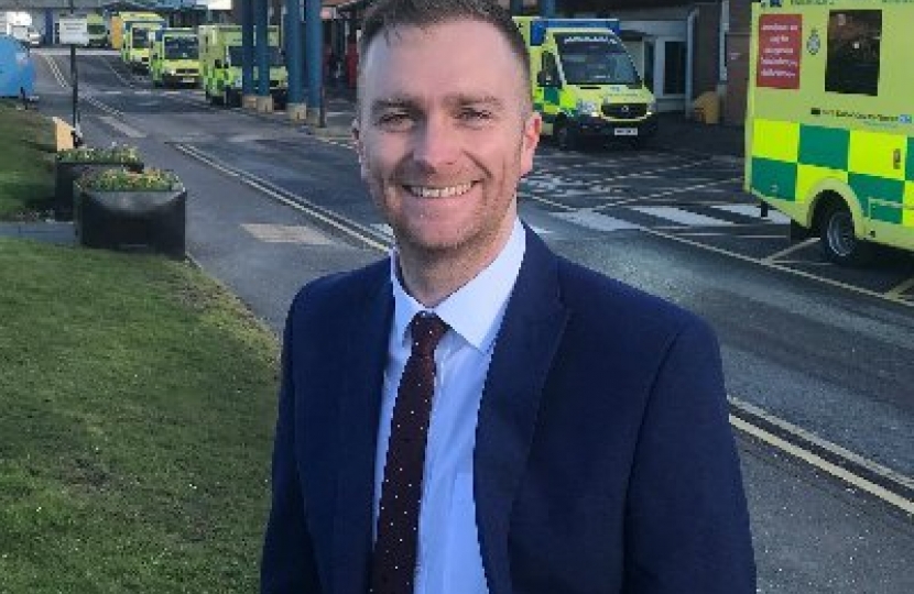 Matt outside North Tees Hospital