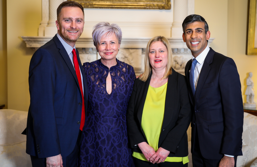 Matt Vickers MP with Deborah Gale, Cheryl Scollay and Prime Minister Rishi Sunak