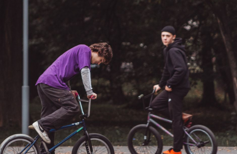 Young people on bikes