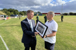 Matt at Preston cricket club with picture