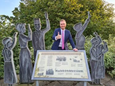 Matt at the site of the world's first ticket office