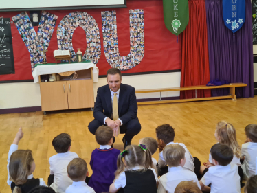 Matt with local students