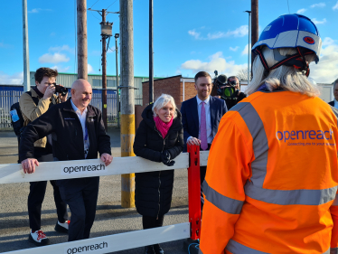 Matt & Secretary of State for DCMS, Nadine Dorries, at BT Openreach site in Thornaby