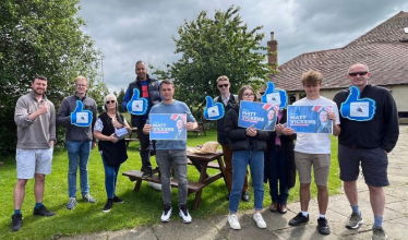 Matt with a team of volunteers