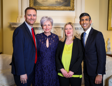 Matt Vickers MP with Deborah Gale, Cheryl Scollay and Prime Minister Rishi Sunak