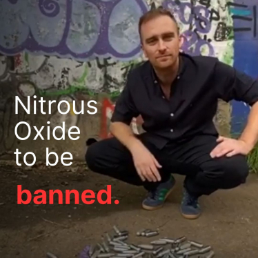 Text: Nitrous Oxide to be banned