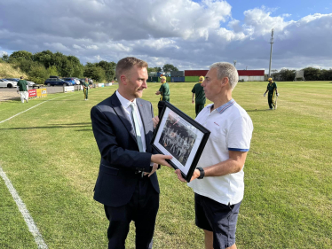 Matt at Preston cricket club with picture