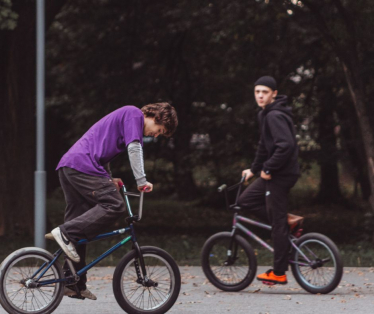 Young people on bikes